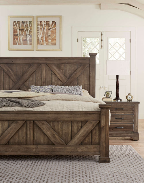 Artisan & Post Cool Rustic Queen X Bed with X Footboard Mink Finish