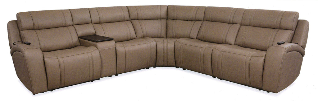 6 Pc Power Leather Sectional W/ Drop Down Table & Air Massage