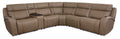 6 Pc Power Leather Sectional W/ Drop Down Table & Air Massage