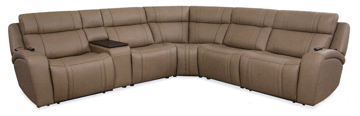 6 Pc Power Leather Sectional W/ Drop Down Table & Air Massage
