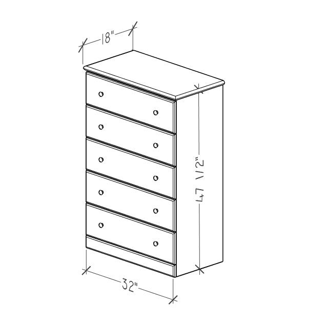 Perdue 5 Drawer Big Chester in Frosted Pine