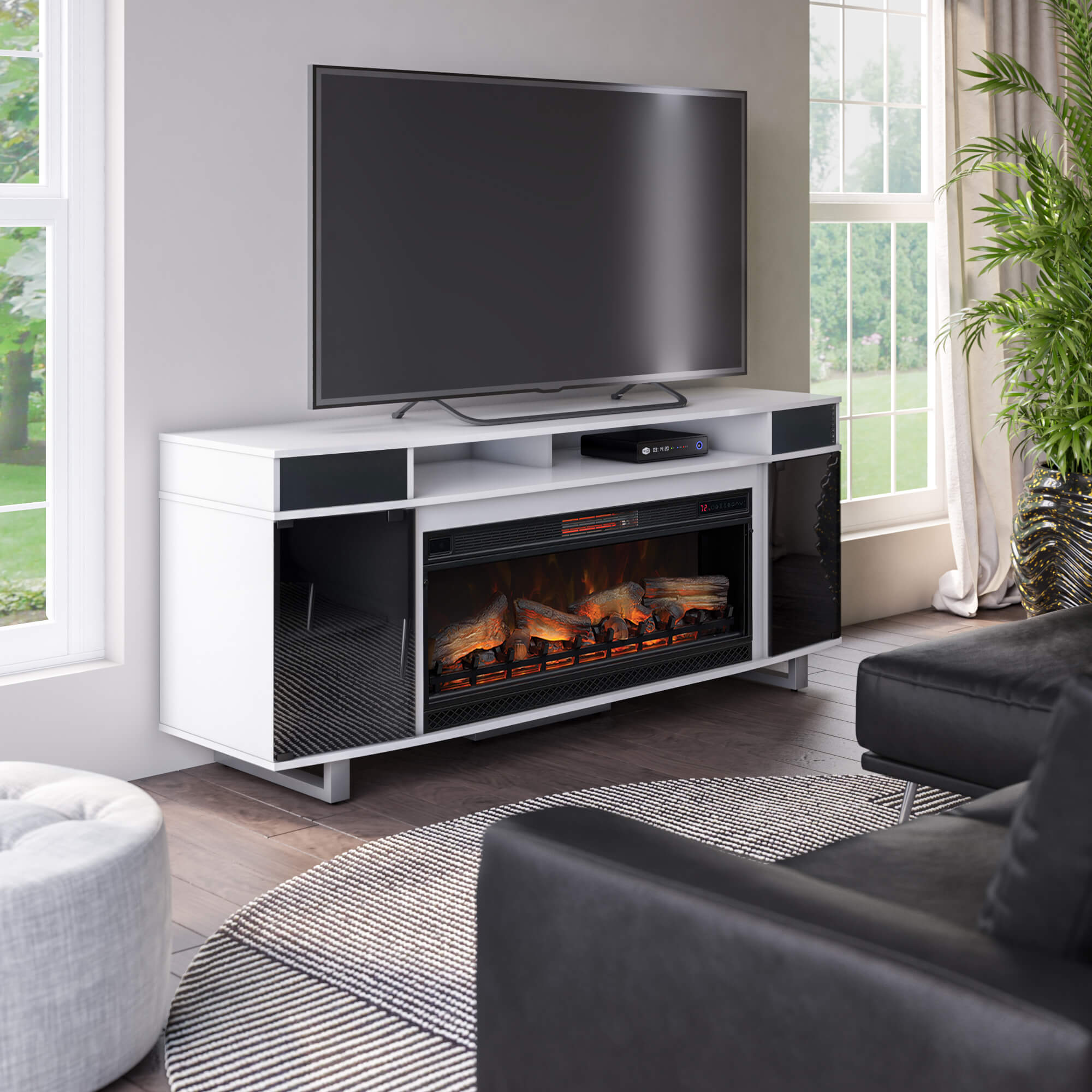 Classic Flame Enterprise 72" White