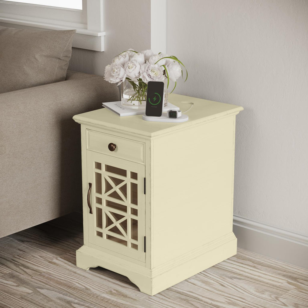 Craftsman Power Chairside Table Antique Cream
