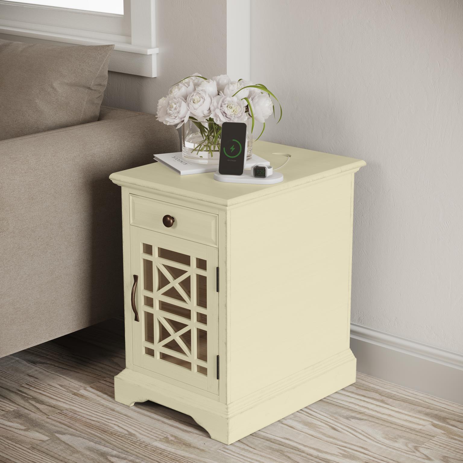 Craftsman Power Chairside Table Antique Cream