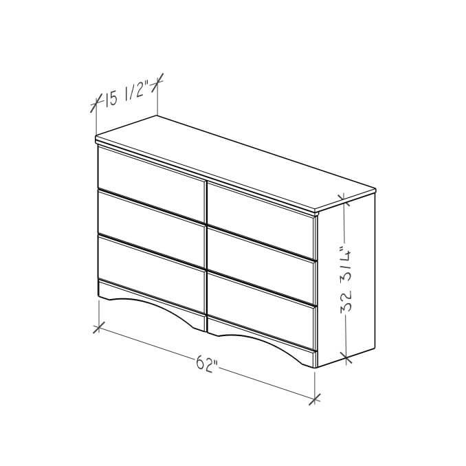 Perdue 6 Drawer Dresser Essential Plus in Lancelot Oak