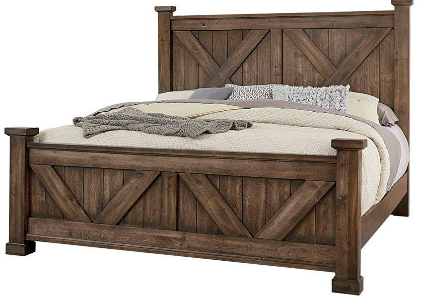 Artisan & Post Cool Rustic Queen X Bed with X Footboard Mink Finish
