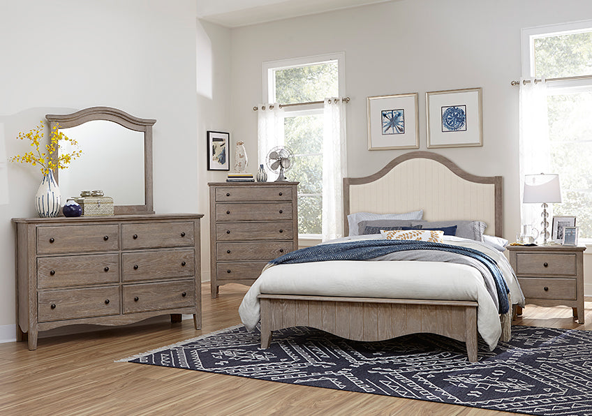 Vaughan Bassett Cottage Retreat Queen Upholstered Bed in Driftwood