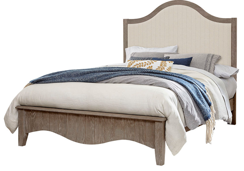Vaughan Bassett Cottage Retreat Queen Upholstered Bed in Driftwood