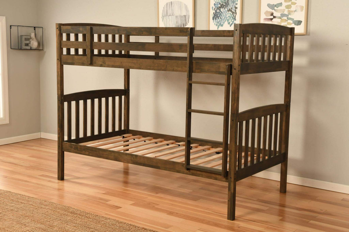 Claire Twin over Twin Bunk Bed in Rustic Walnut