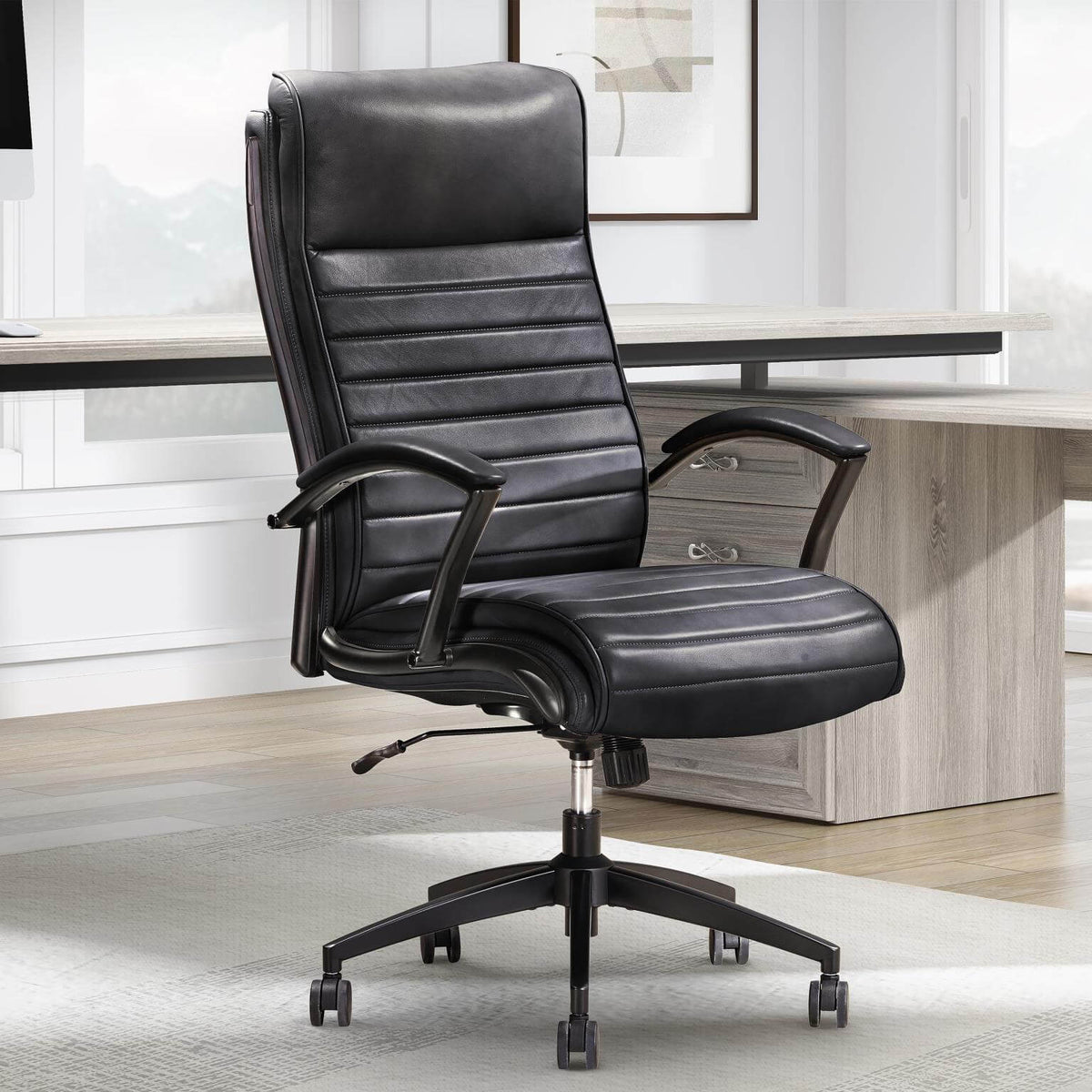Parker House DC#370 Black Leather Desk Chair