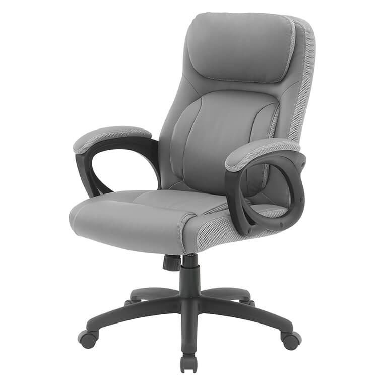 Faux Leather Manager's Chair with Padded Arms and Back