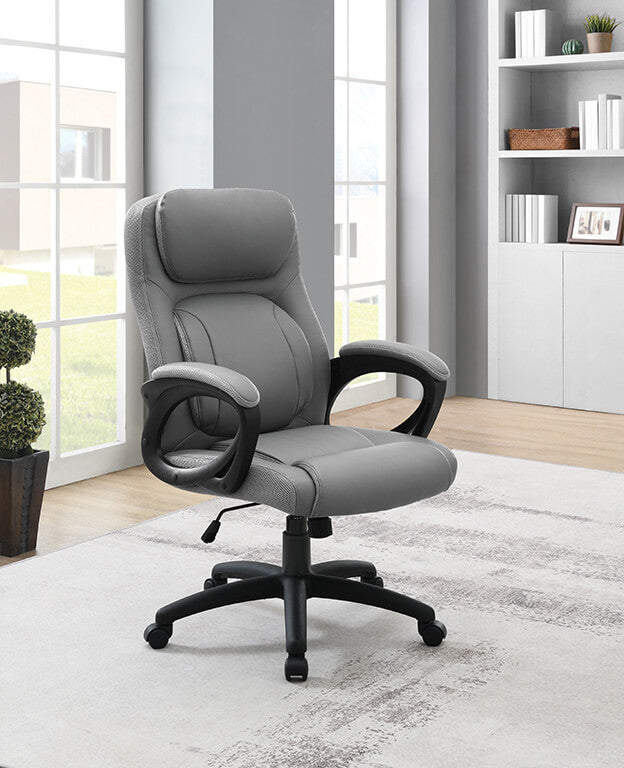 Faux Leather Manager's Chair with Padded Arms and Back