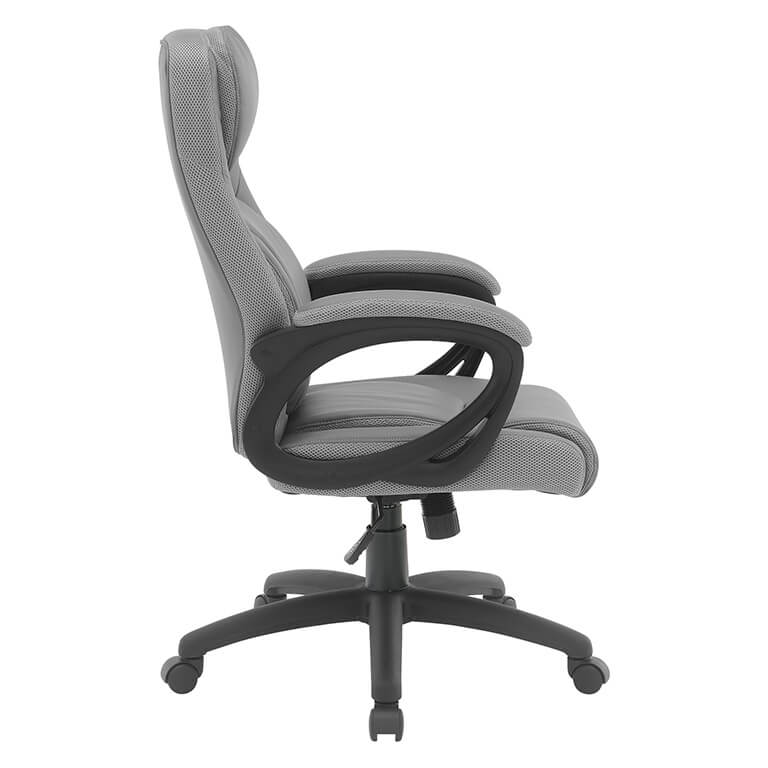 Faux Leather Manager's Chair with Padded Arms and Back