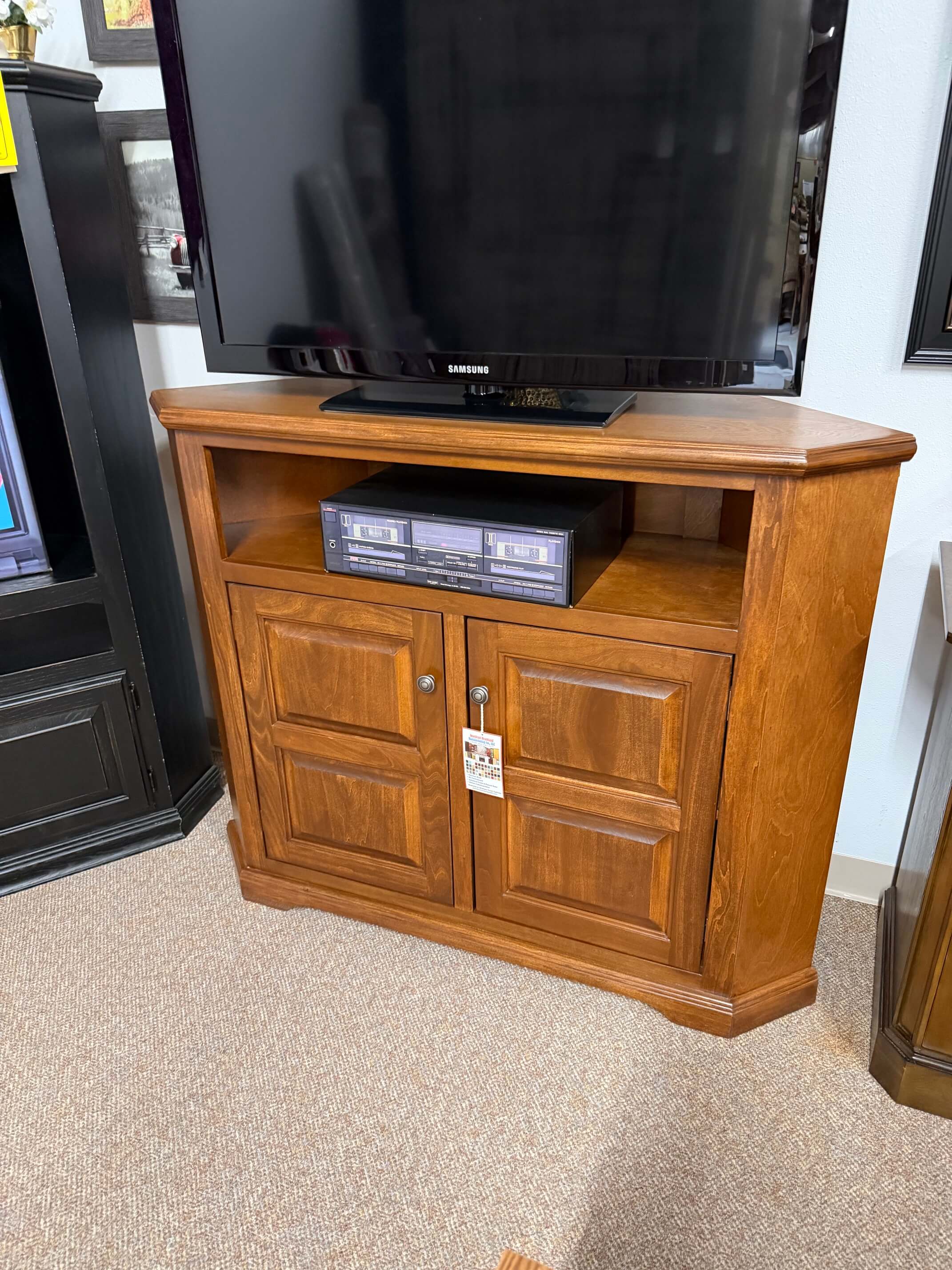 American Heartland Poplar Tall Curve Corner TV Stand