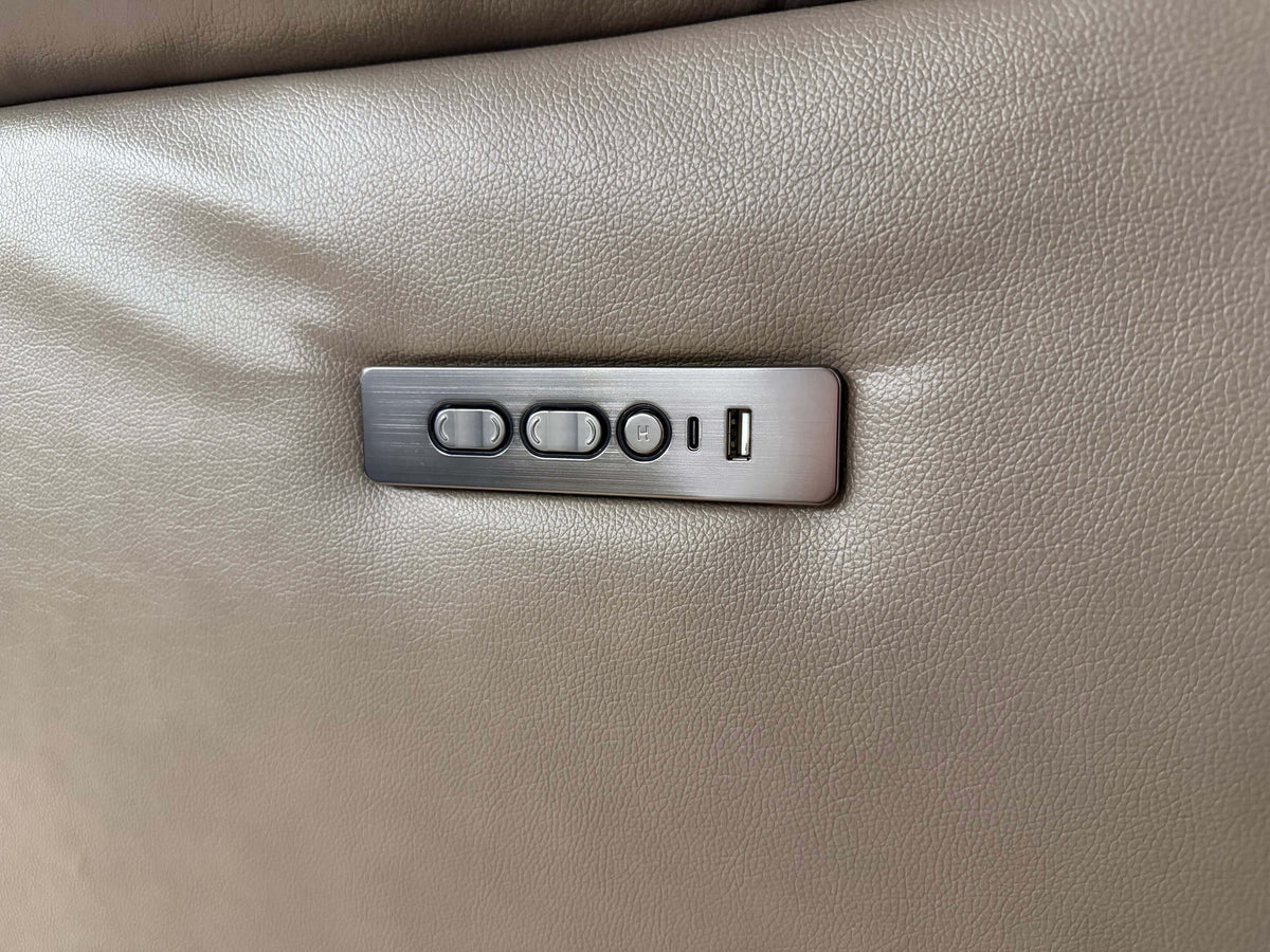 Leather Power Reclining Sofa With Power Headrests