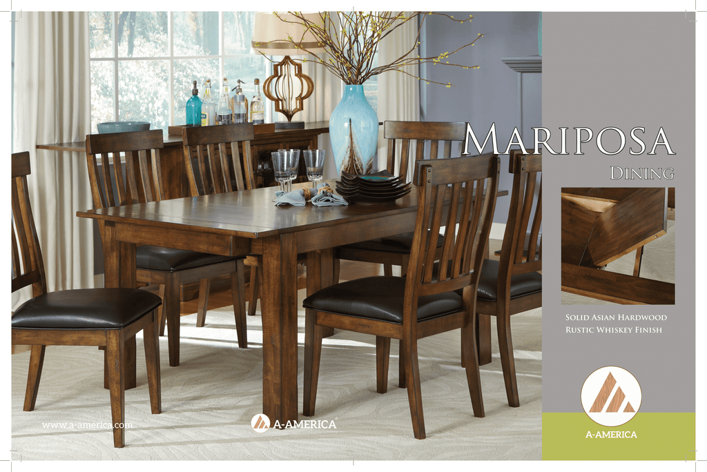 A-America Mariposa Rustic Whisky Gathering Table & 6 Chairs