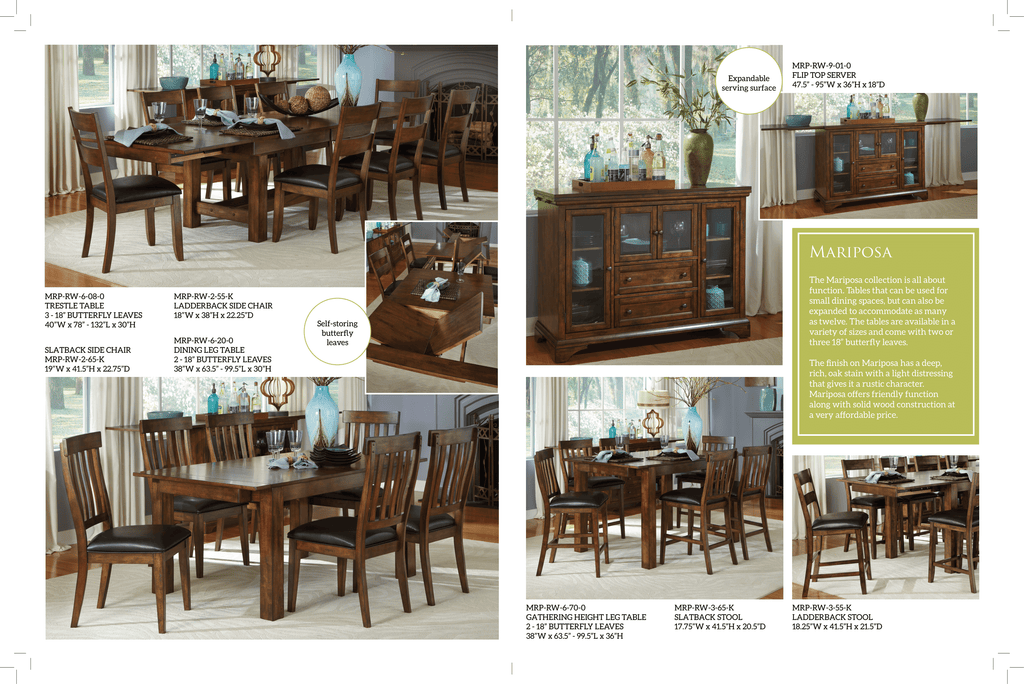 A-America Mariposa Rustic Whisky Gathering Table & 6 Chairs
