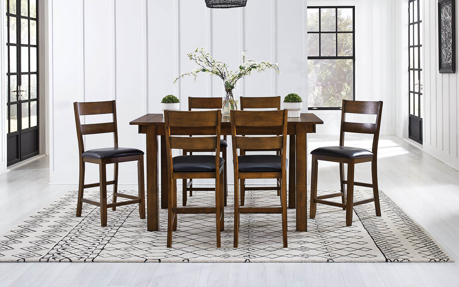 A-America Mariposa Rustic Whisky Gathering Table & 6 Chairs