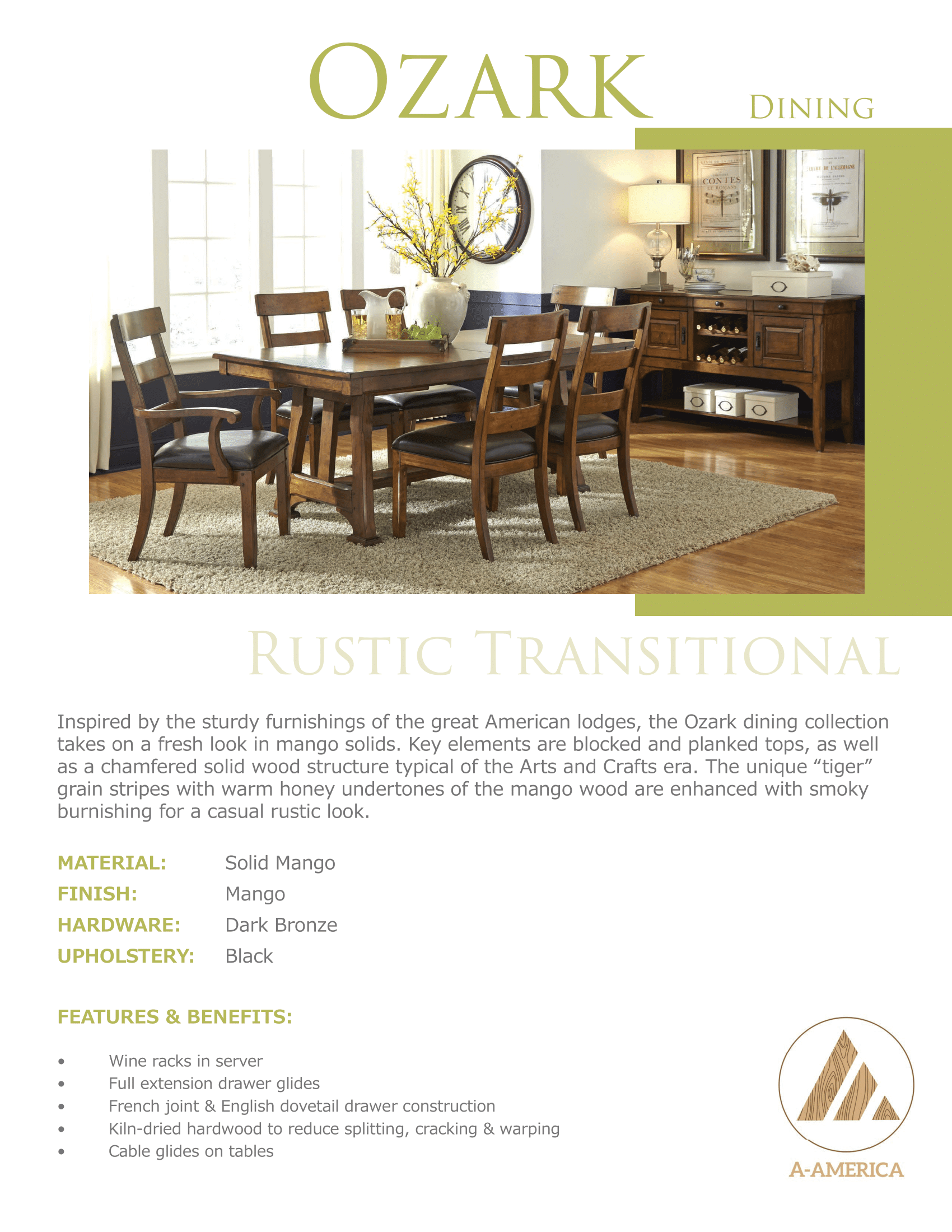 Ozark Gathering Table & 6 Chairs