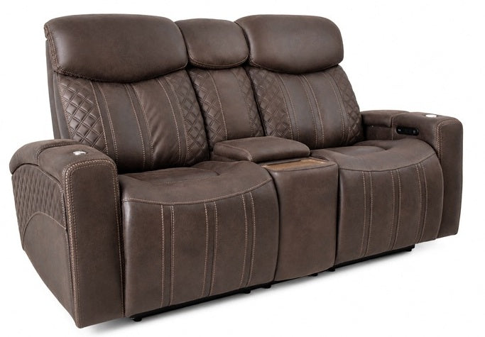 Rowan Power Reclining Console Loveseat W/ Power Headrest & Lumbar