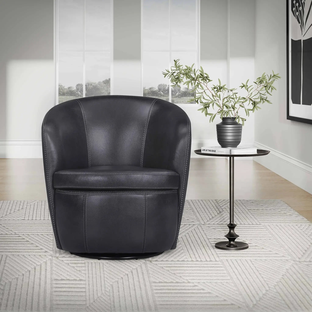 BAROLO Vintage Onyx Swivel Club Chair