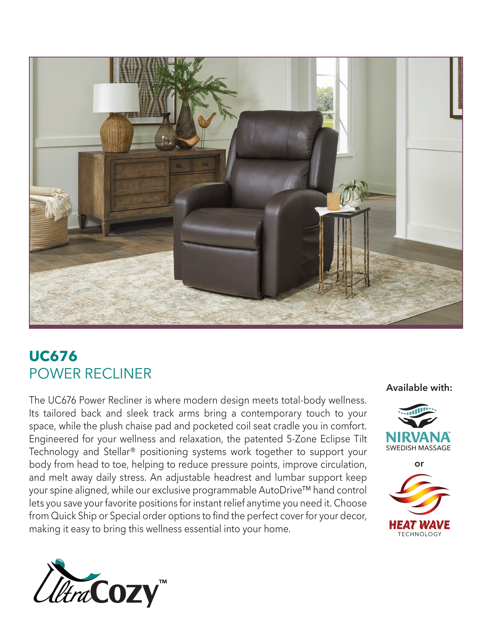UC676 5-Zone Power Recliner with Heat & Nirvana Air Massage