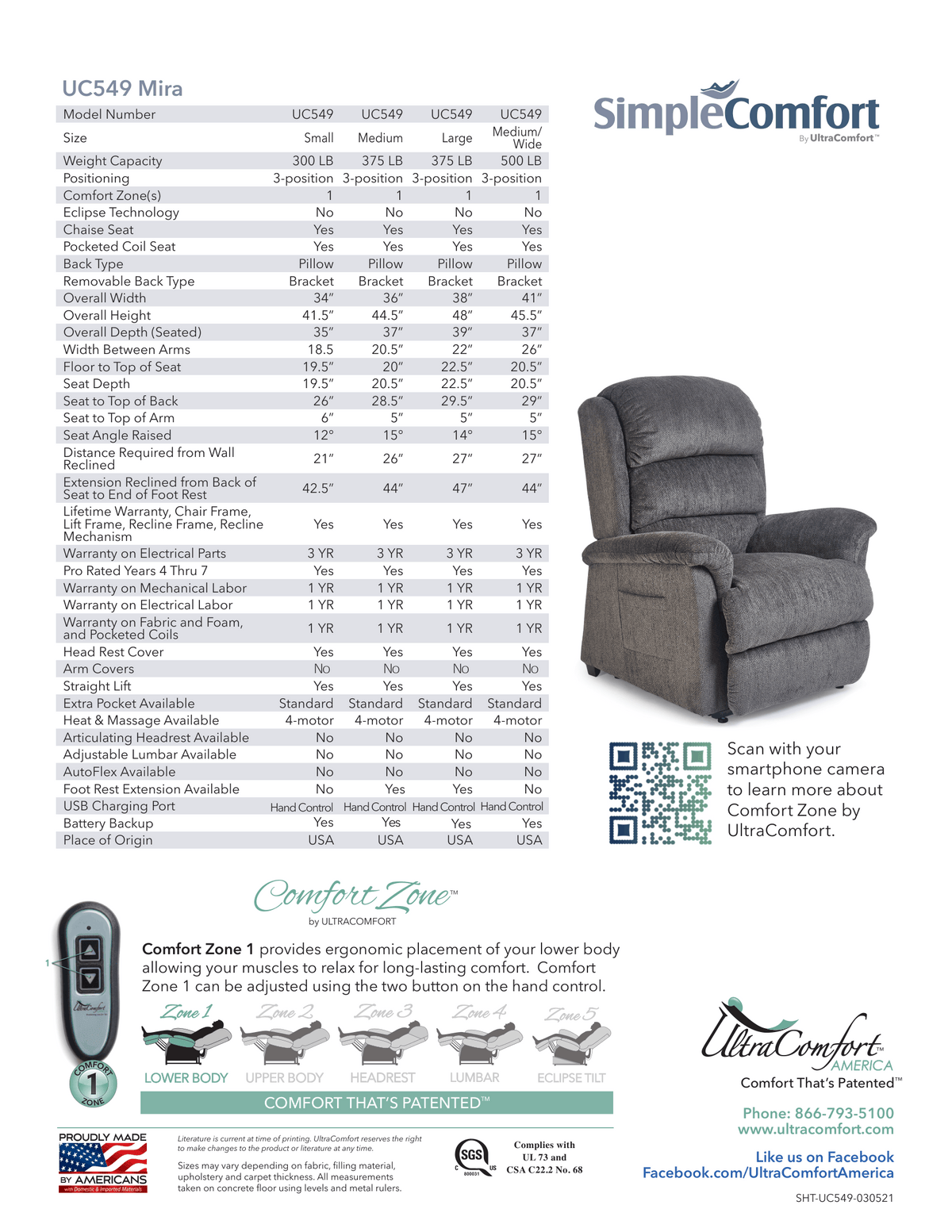 UltraComfort Mira UC549 Small