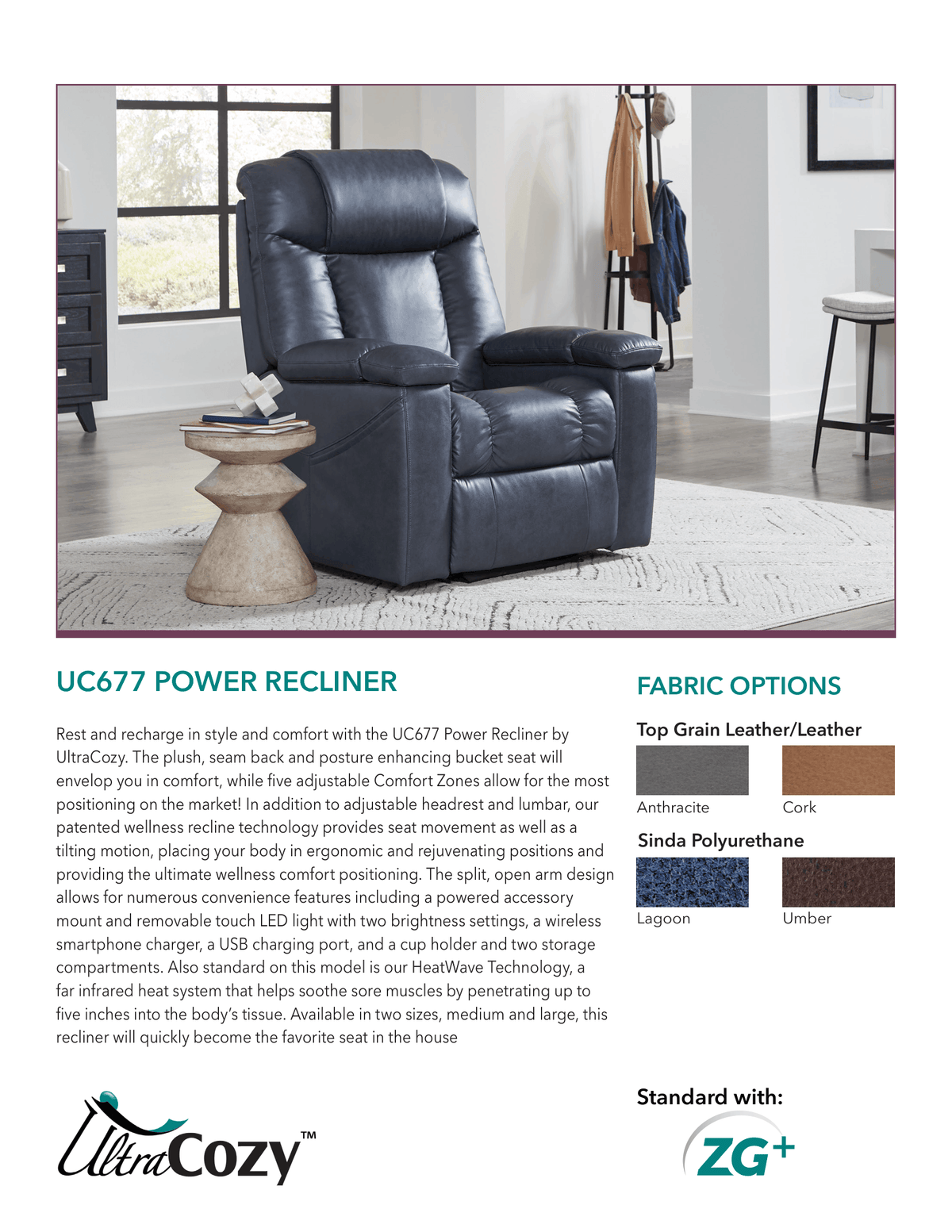 UC677 5 Zone Power Recliner Large With HeatWave
