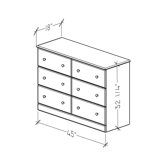 Perdue 45" 6 Drawer Dresser in Saratoga Pine