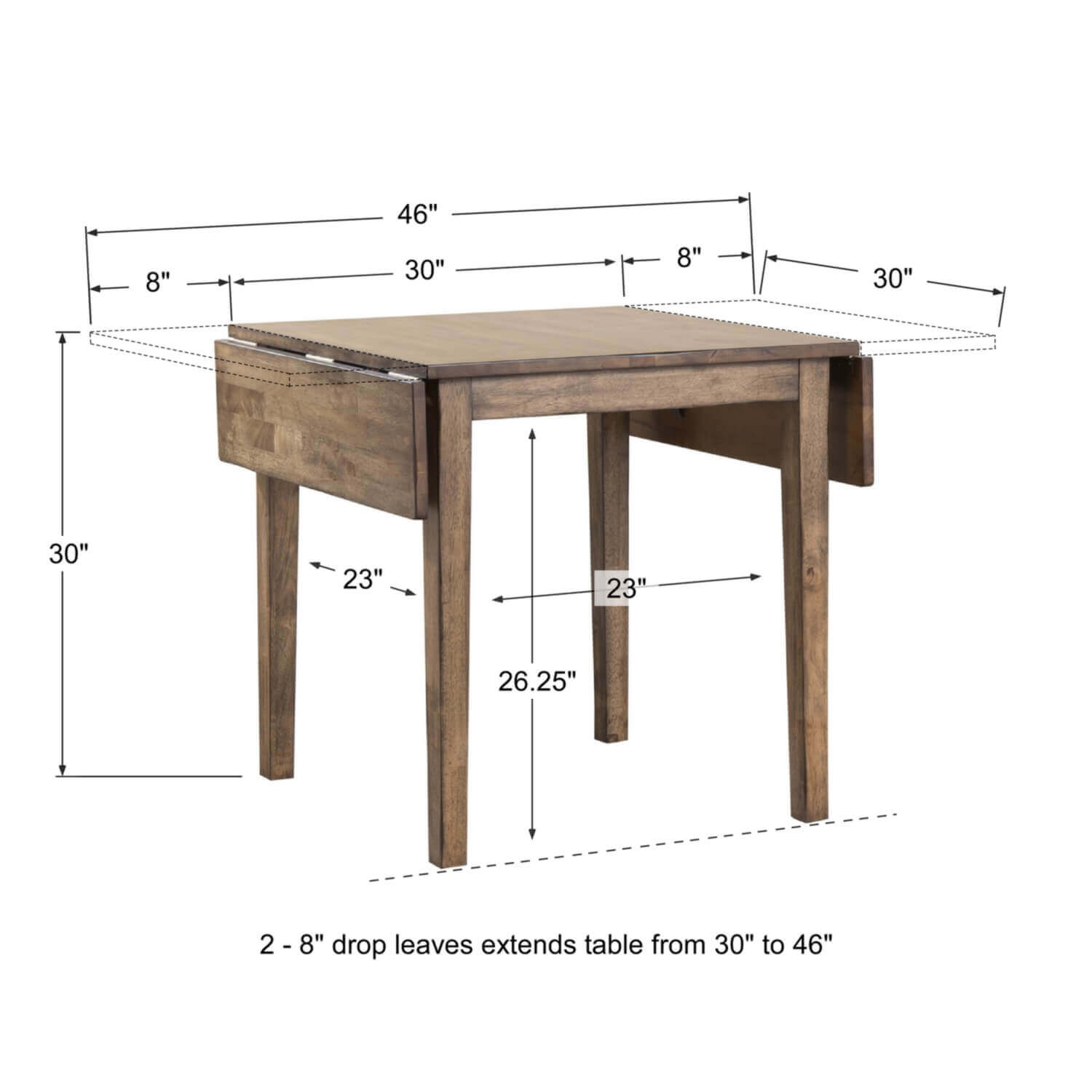 Carmel Rustic Brown Drop Leaf Table