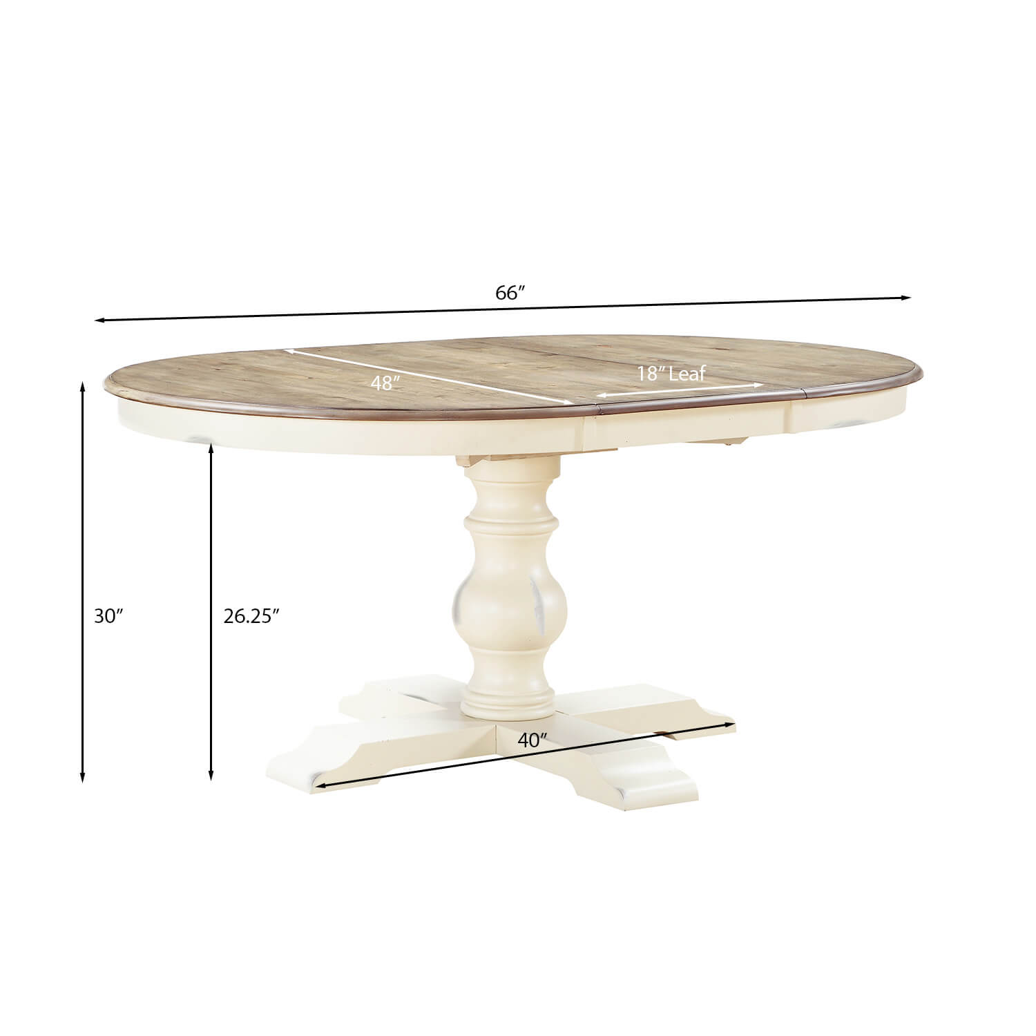 Torrance 66" Pedestal Table w/ 18" Leaf Table & 4 Chair Set