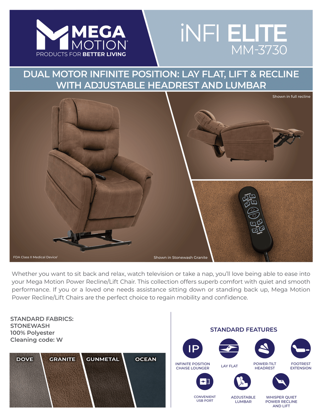 iNFI ELITE Power Lift Recliner MM-3730