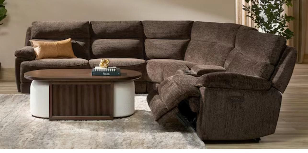 Cheers Zero Gravity 6 Pc Brown Power Sectional with Power Headrests