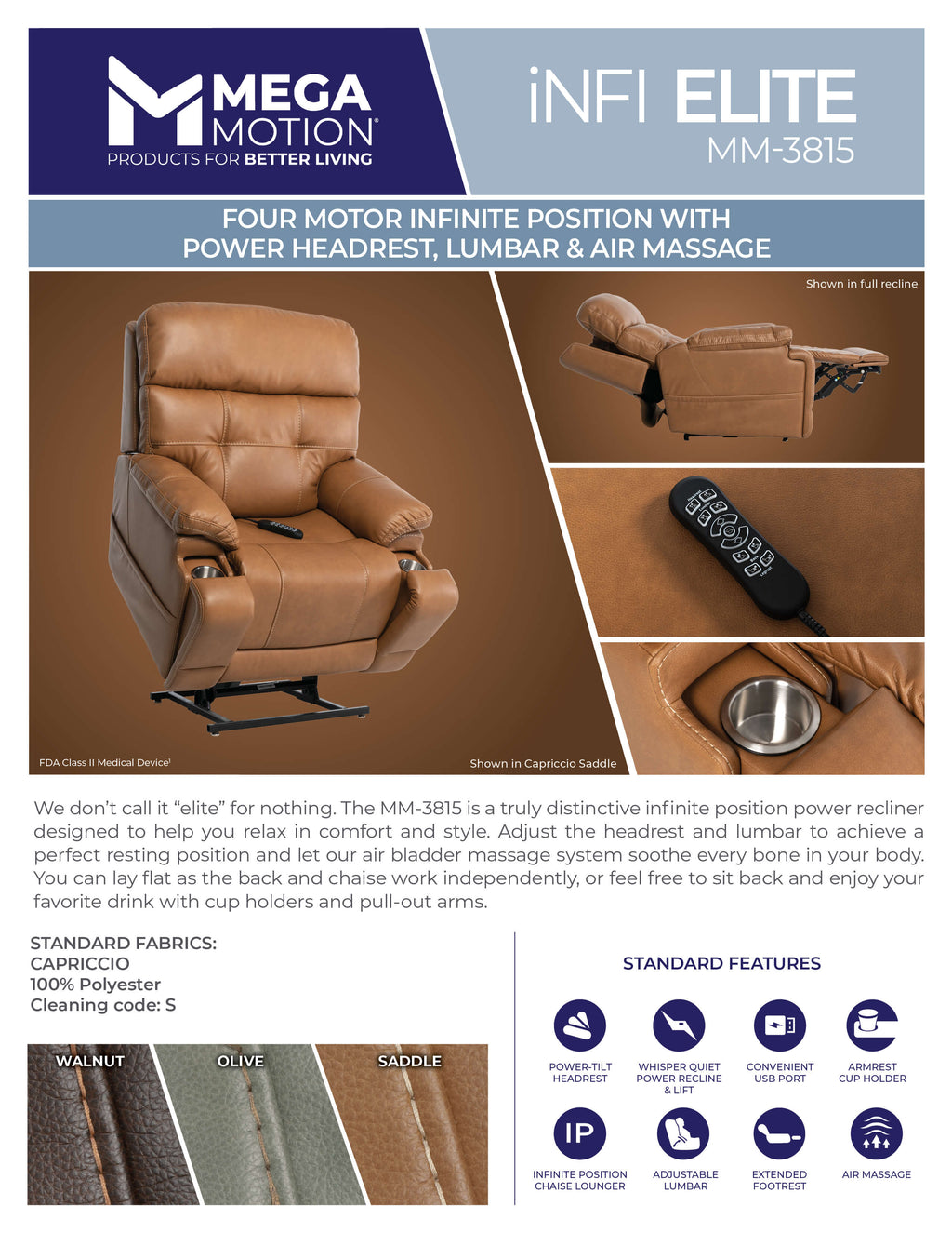 iNFI ELITE Power Lift Recliner MM-3815